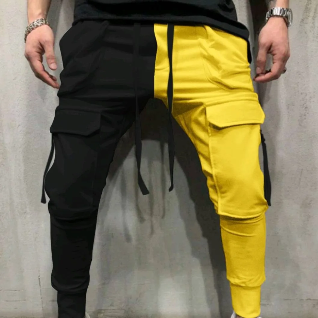 Skinny Tie Men - Pantalones informales con múltiples bolsillos para