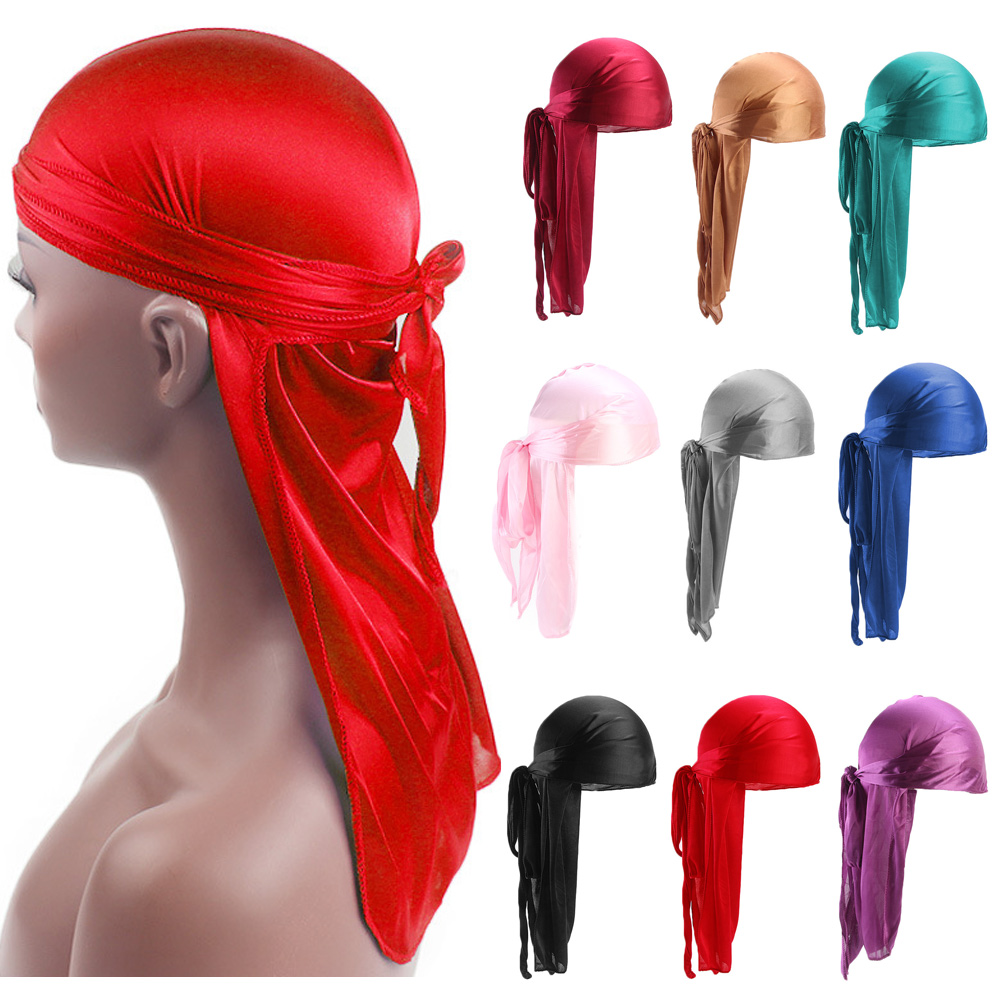 Bandana Doo Rag - Bandanas de satén de cola larga