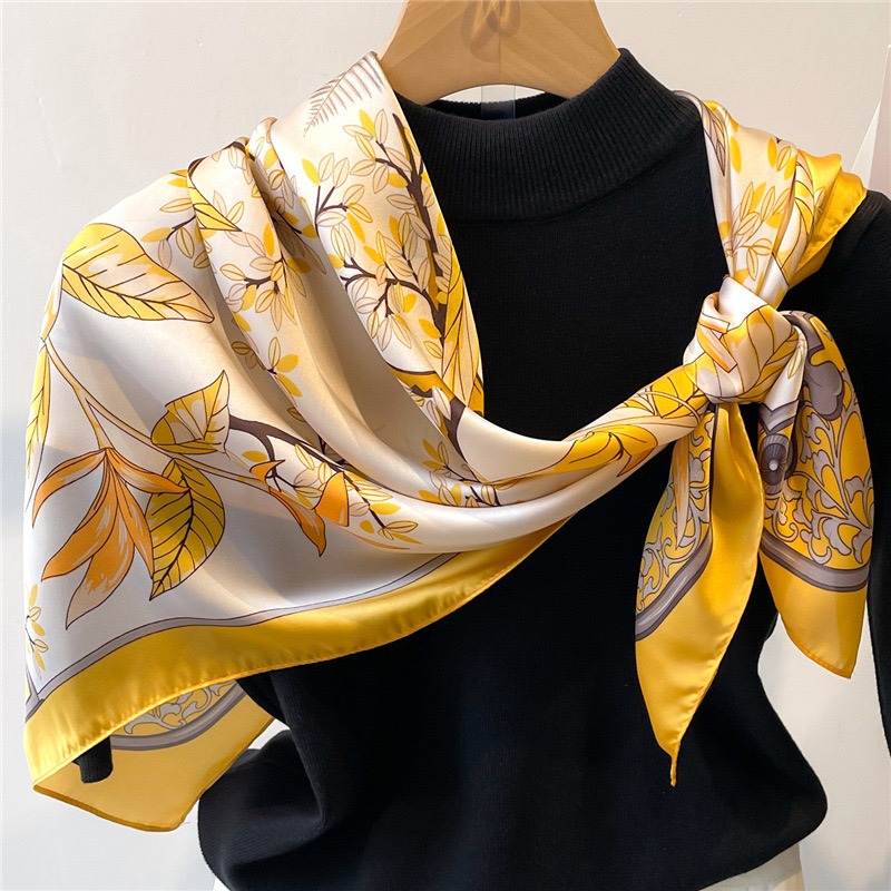 Face Scarf Mask - 1 Uds. Bufanda de seda amarilla