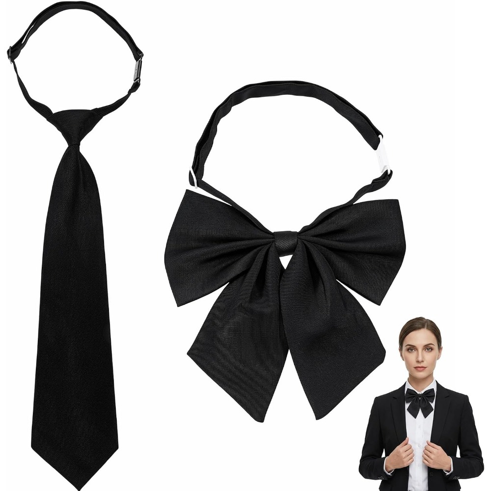 Bow Tie Pre Tied - Pajaritas Negras para Mujer, Grandes, Pre-atadas,