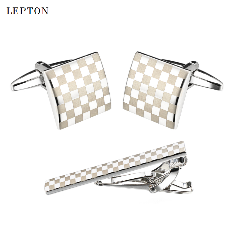 Tie Bar Set Gift - Lepton-Conjunto de gemelos de láser cuadrados