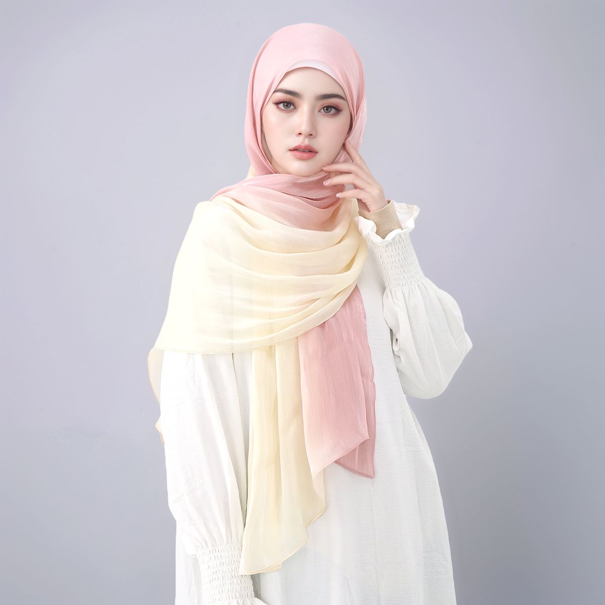 Head Wrap Turban - Bufanda Hijab de seda con gradiente