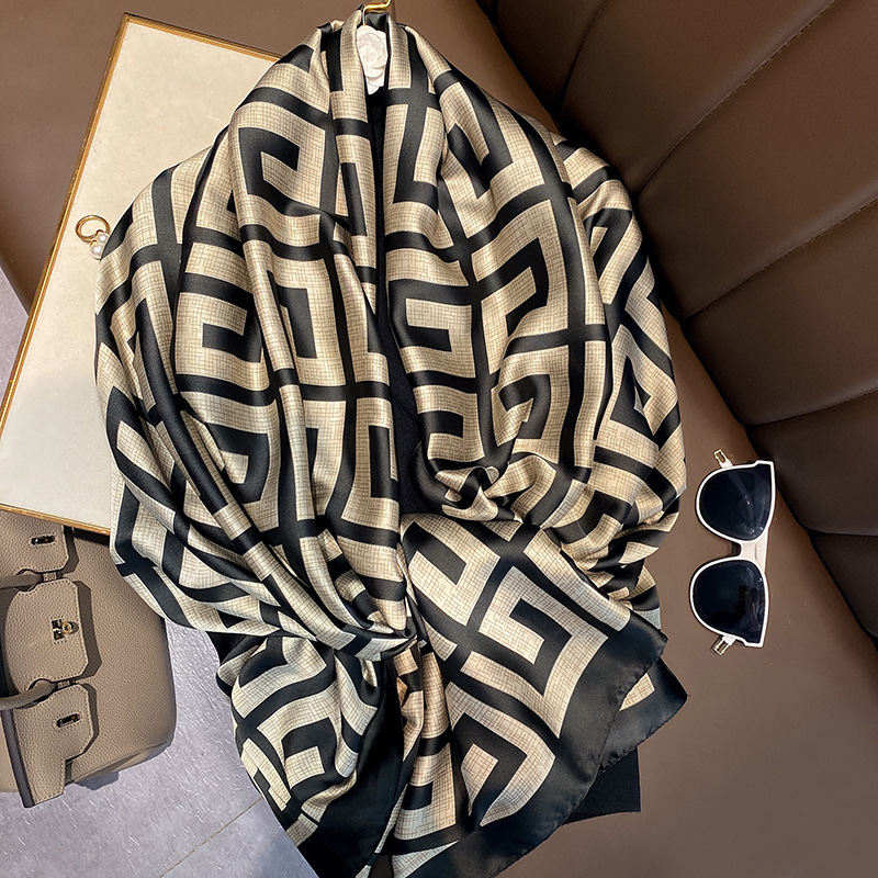 Silk Neck Scarf - Chal grande con estampado de moda,