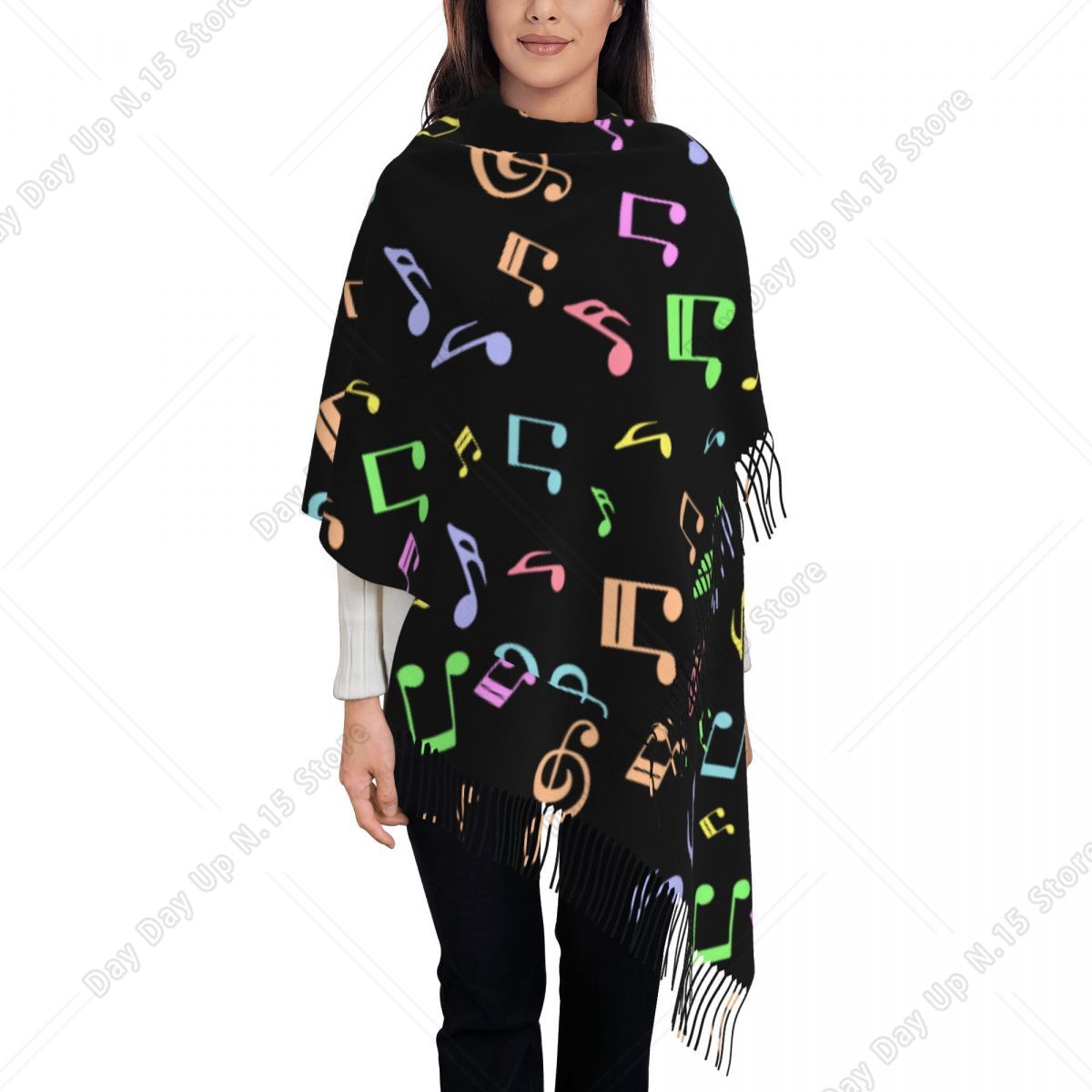 Chal con diseño de notas music - Pashmina Wrap Large reseña y precio